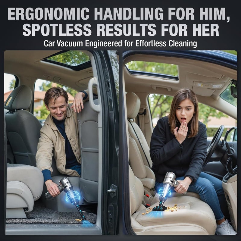 VCAN ACTIVE Car Vacuum Portable Cordless 22000PA High Power with Brushless Motor 4-in-1 Compressed Air Duster & Air Blower & Pump Hand Held Vacuum for Car, Home, Office, Ideal Gifts for Men & Women - Image 3